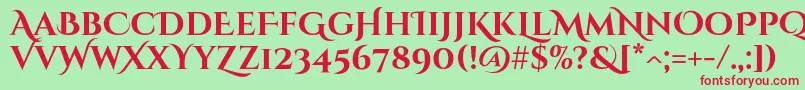 Шрифт CinzeldecorativeBold – красные шрифты на зелёном фоне