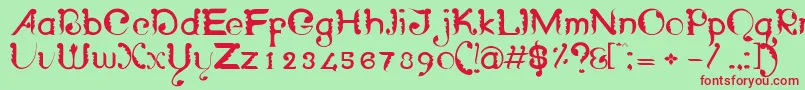 WayangpatranRegular Font – Red Fonts on Green Background