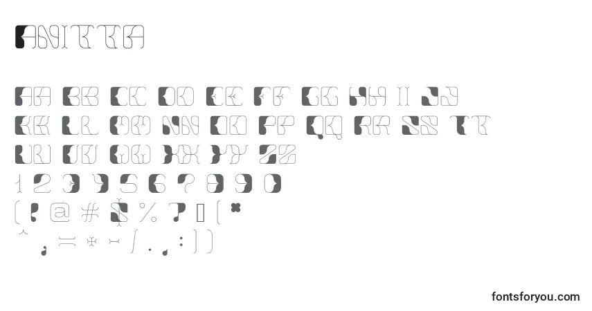 A fonte Anitta (82903) – alfabeto, números, caracteres especiais