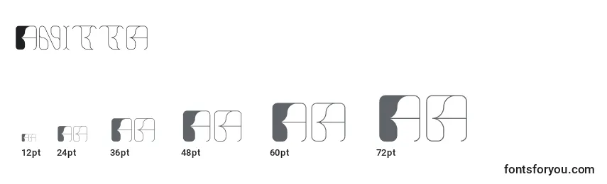 Размеры шрифта Anitta (82903)