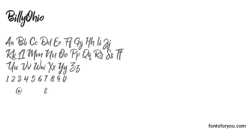 Czcionka BillyOhio (82904) – alfabet, cyfry, specjalne znaki