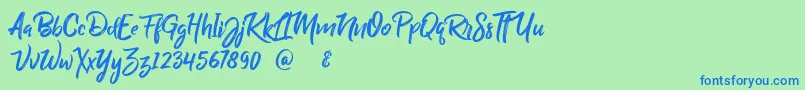 BillyOhio-Schriftart – Blaue Schriften auf grünem Hintergrund