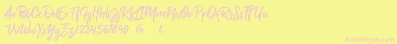 BillyOhio-Schriftart – Rosa Schriften auf gelbem Hintergrund