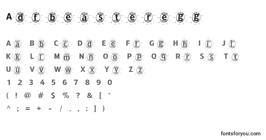 A fonte Adfbeasteregg – alfabeto, números, caracteres especiais