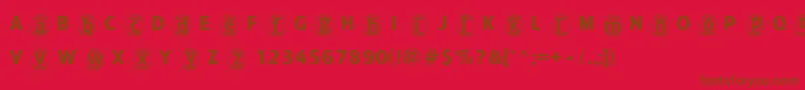 Fonte Adfbeasteregg – fontes marrons em um fundo vermelho
