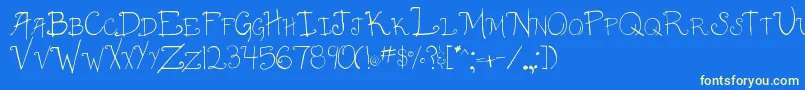 003AnnaCaps Font – Yellow Fonts on Blue Background