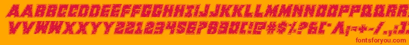 Kcommandoridital-Schriftart – Rote Schriften auf orangefarbenem Hintergrund