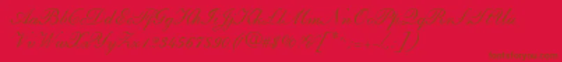 Więcej informacji o czcionce ShirleyandanteRegularDb Czcionka ShirleyandanteRegularDb – brązowe czcionki na czerwonym tle