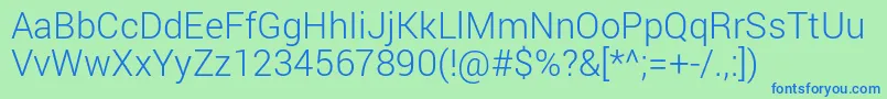 RobotoLight Font – Blue Fonts on Green Background