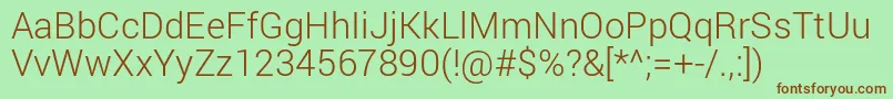 RobotoLight Font – Brown Fonts on Green Background