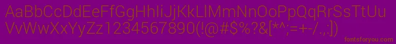 RobotoLight Font – Brown Fonts on Purple Background