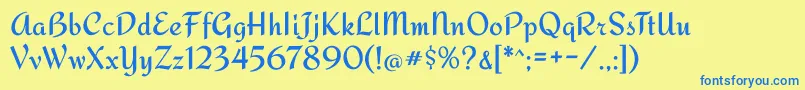 Redressed Font – Blue Fonts on Yellow Background