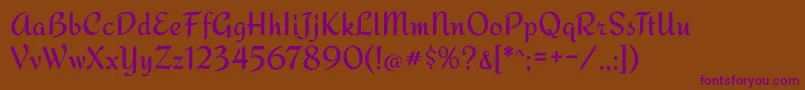 Redressed Font – Purple Fonts on Brown Background