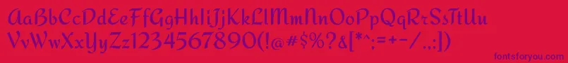 Redressed Font – Purple Fonts on Red Background