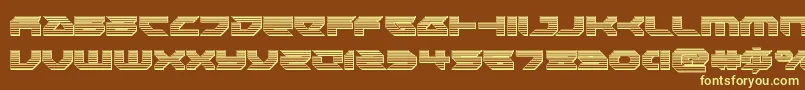 Royalsamuraichrome-Schriftart – Gelbe Schriften auf braunem Hintergrund