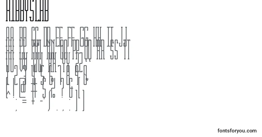 KibbySlab-fontti – aakkoset, numerot, erikoismerkit