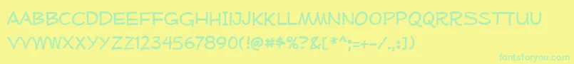 Fonte Mufferaw – fontes verdes em um fundo amarelo