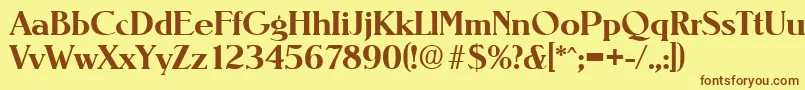 フォントNevadaDemibold – 茶色の文字が黄色の背景にあります。