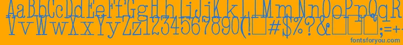 HandTypewriter-Schriftart – Blaue Schriften auf orangefarbenem Hintergrund
