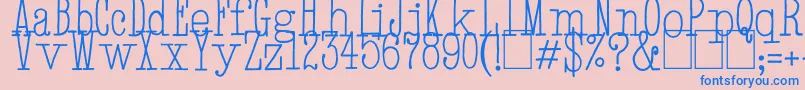 フォントHandTypewriter – ピンクの背景に青い文字
