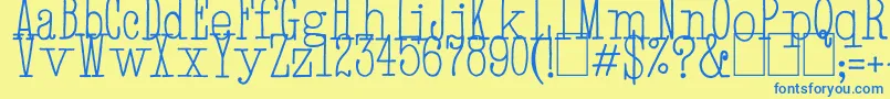 HandTypewriter-Schriftart – Blaue Schriften auf gelbem Hintergrund