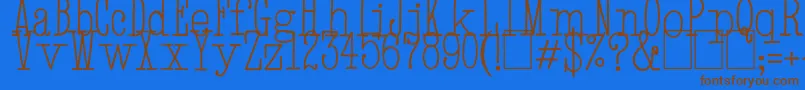 フォントHandTypewriter – 茶色の文字が青い背景にあります。