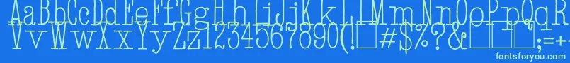 HandTypewriter Font – Green Fonts on Blue Background