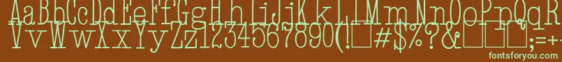 フォントHandTypewriter – 緑色の文字が茶色の背景にあります。