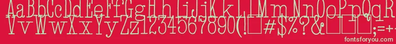 HandTypewriter-fontti – vihreät fontit punaisella taustalla