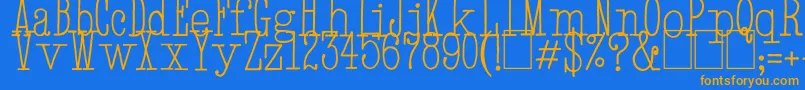 HandTypewriter-Schriftart – Orangefarbene Schriften auf blauem Hintergrund