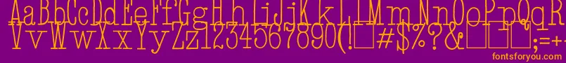HandTypewriter-Schriftart – Orangefarbene Schriften auf violettem Hintergrund