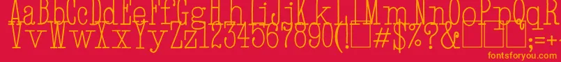 フォントHandTypewriter – 赤い背景にオレンジの文字
