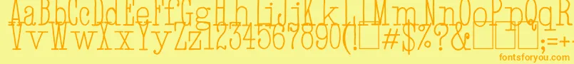 HandTypewriter-Schriftart – Orangefarbene Schriften auf gelbem Hintergrund