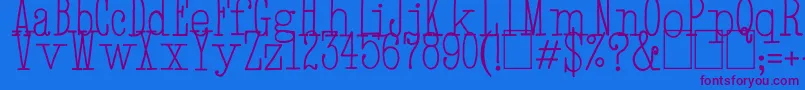 Czcionka HandTypewriter – fioletowe czcionki na niebieskim tle