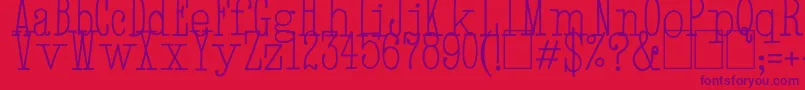 Czcionka HandTypewriter – fioletowe czcionki na czerwonym tle