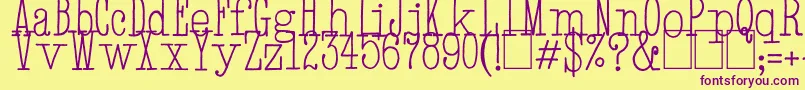 Czcionka HandTypewriter – fioletowe czcionki na żółtym tle