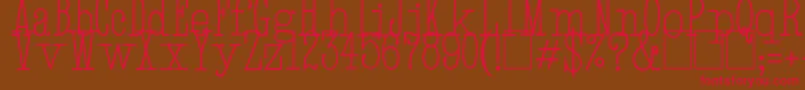 フォントHandTypewriter – 赤い文字が茶色の背景にあります。