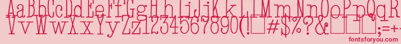 フォントHandTypewriter – ピンクの背景に赤い文字