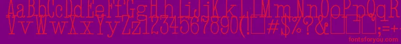 HandTypewriter-Schriftart – Rote Schriften auf violettem Hintergrund