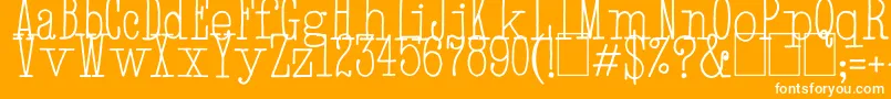 HandTypewriter-Schriftart – Weiße Schriften auf orangefarbenem Hintergrund