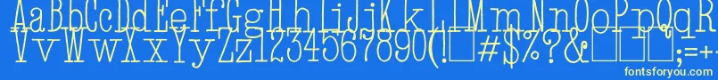 HandTypewriter-fontti – keltaiset fontit sinisellä taustalla