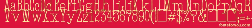 HandTypewriter-fontti – keltaiset fontit punaisella taustalla
