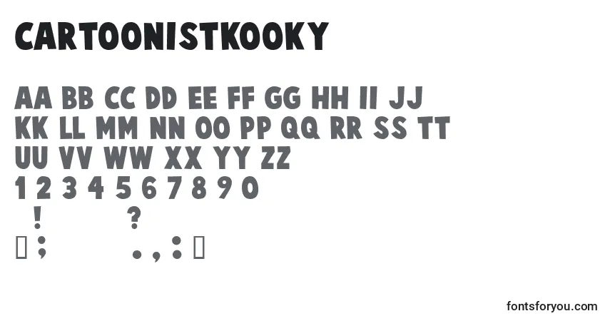 A fonte CartoonistKooky – alfabeto, números, caracteres especiais