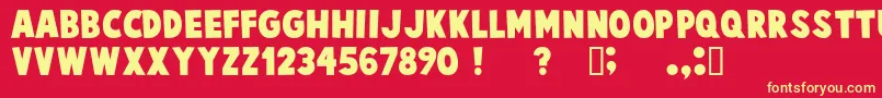 CartoonistKooky Font – Yellow Fonts on Red Background