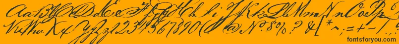 Bakerscript-Schriftart – Schwarze Schriften auf orangefarbenem Hintergrund