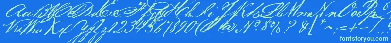 フォントBakerscript – 青い背景に緑のフォント