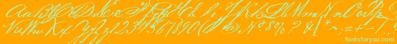 Bakerscript Font – Green Fonts on Orange Background