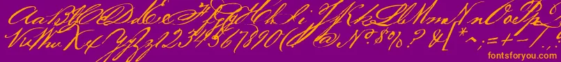 Police Bakerscript – polices orange sur fond violet