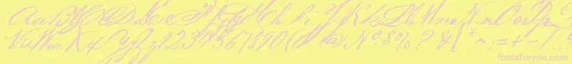 Bakerscript Font – Pink Fonts on Yellow Background