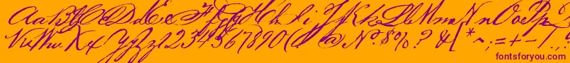 Bakerscript-Schriftart – Violette Schriften auf orangefarbenem Hintergrund